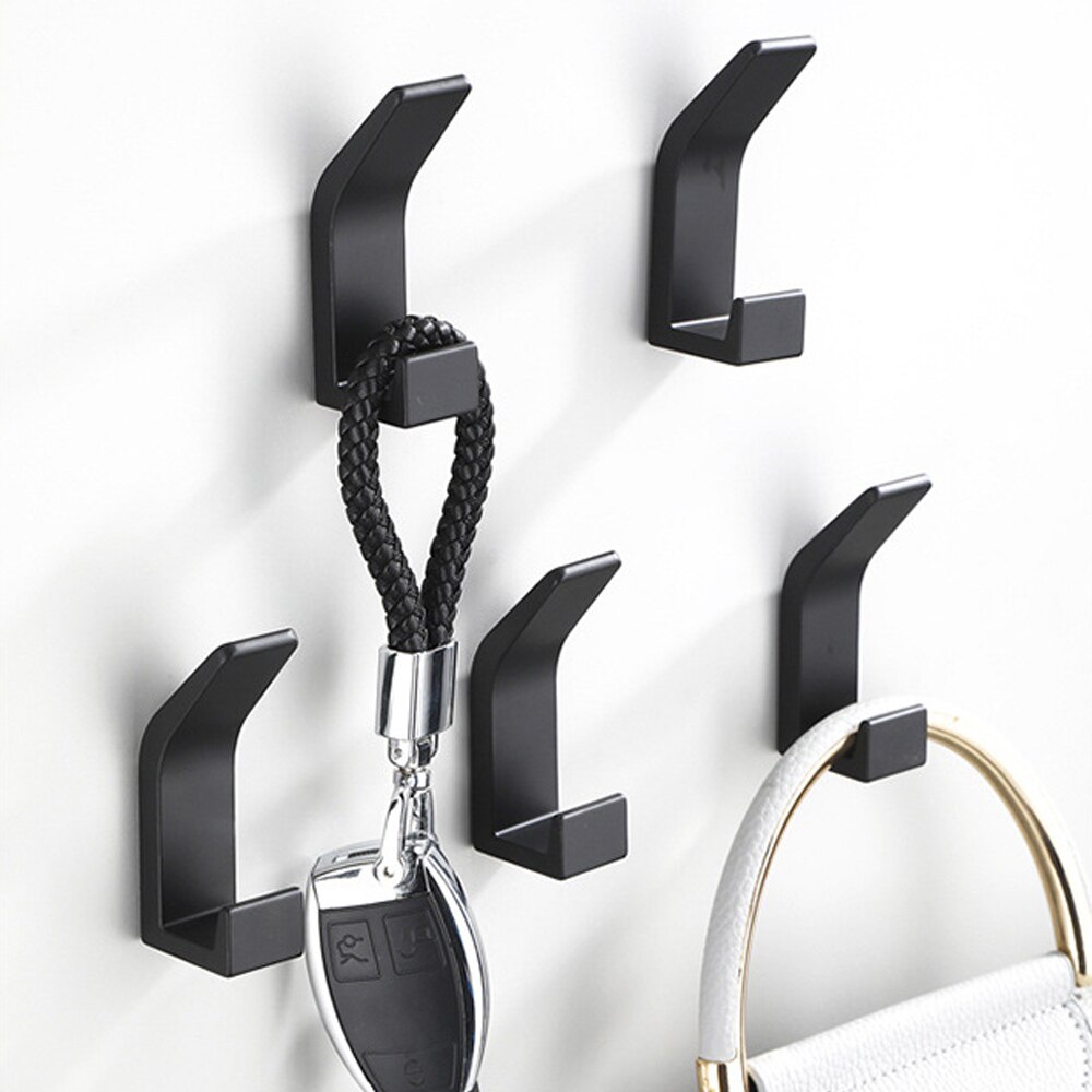 5Pcs Zelfklevende Muur Haken Kleding Tas Hanger Haak Wandmontage Jas Handdoek Roestvrij Sleutels Houder Keuken Badkamer accessoires