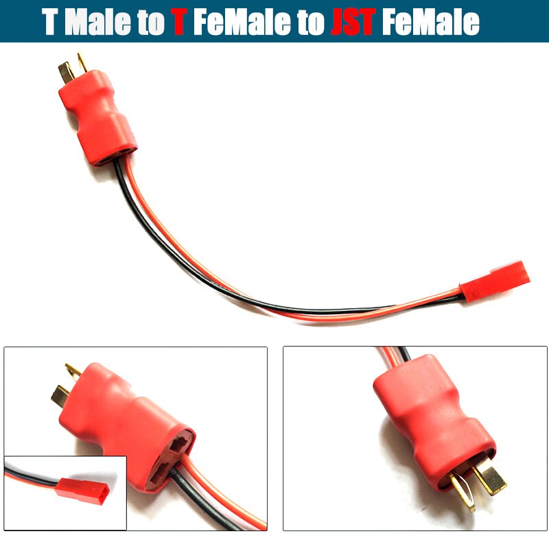 1PCS XT60 Parallel Battery Connector Cable Dual Extension Y Splitter Silicone Wire: T M to T F JST