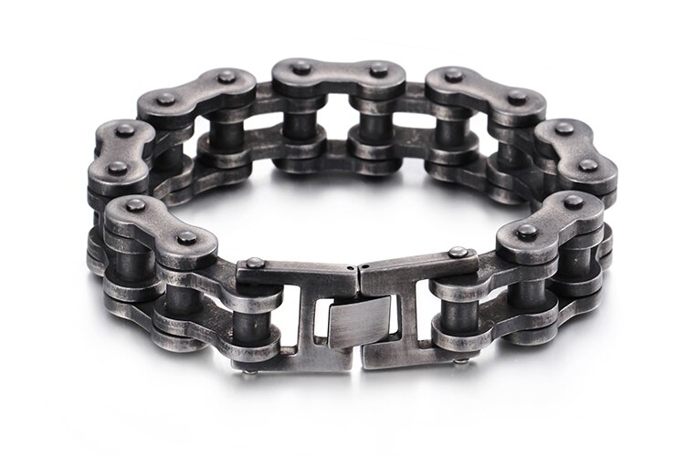 Kalen Punk Brushed Bike Chain Bracelet Oxidized Dark Bicycle Chain Men Bracelet Male 316L Stainless Steel Hand Chain: width 18mm / 23cm 9 inches