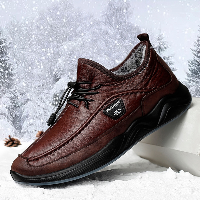 Sapatos casuais de pelúcia dos homens quentes botas de neve inverno pu à prova dwaterproof água cozinhar sapatos de rastreamento ao ar livre macio inferior caminhada tênis forte