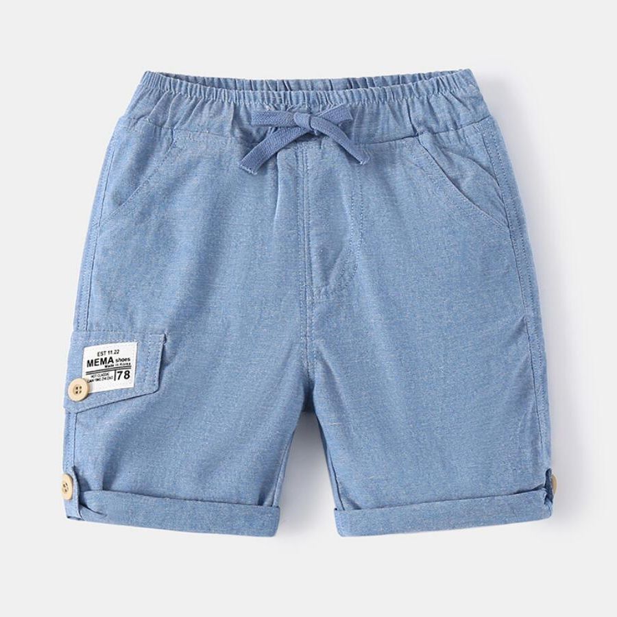 Summer Cotton Baby Boys Shorts Teenager Kids Casual Clothes Children Simple Loose Pants Solid Color 2-7 Years: light blue / 3T