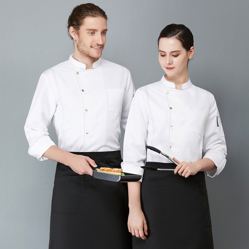 Langermet restaurant uniform skjorte hotell kjøkken matlaging kokk uniform servitør arbeidsjakke arbeidsklær klær kokketopper
