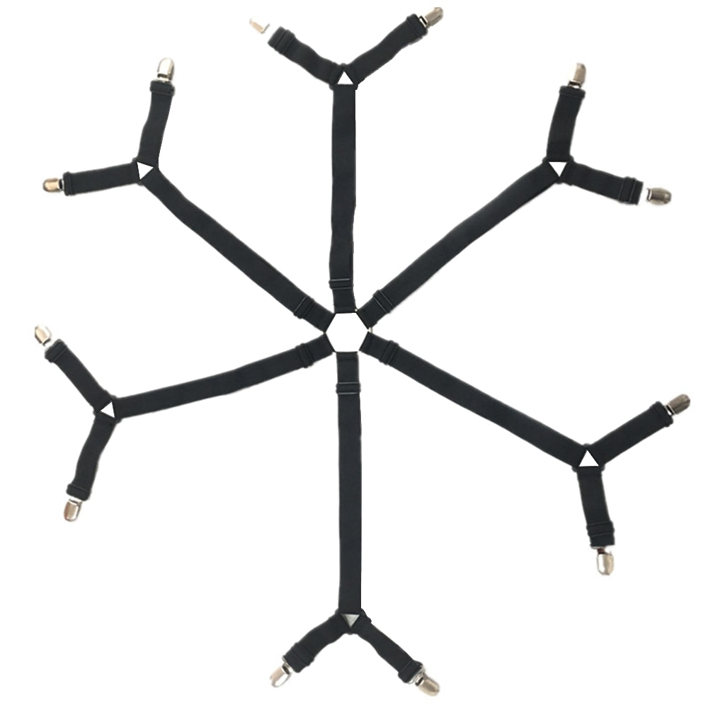 Sengetøj fastgørelse justerbar elastisk monteret lagen stropper på kryds og tværs sengetøj fastgørelser seler 12 clips fast holder