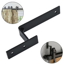 Black Bypass Sliding Barn Door Hardware Double Track Big Wheel Hanger Kit 6mm