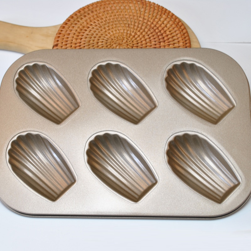1pc Carbon Steel Madeleine Cookie Mold 6 Shell Silicone Cake Pan Tools Fondant Bakeware Cookie Biscuit Moulds Cake Tool