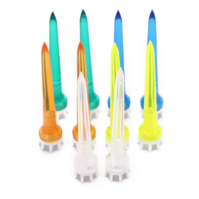 Blandet farve golf tee transparent tee krone golf tee tilbehør 78mm plastmateriale 10 stk