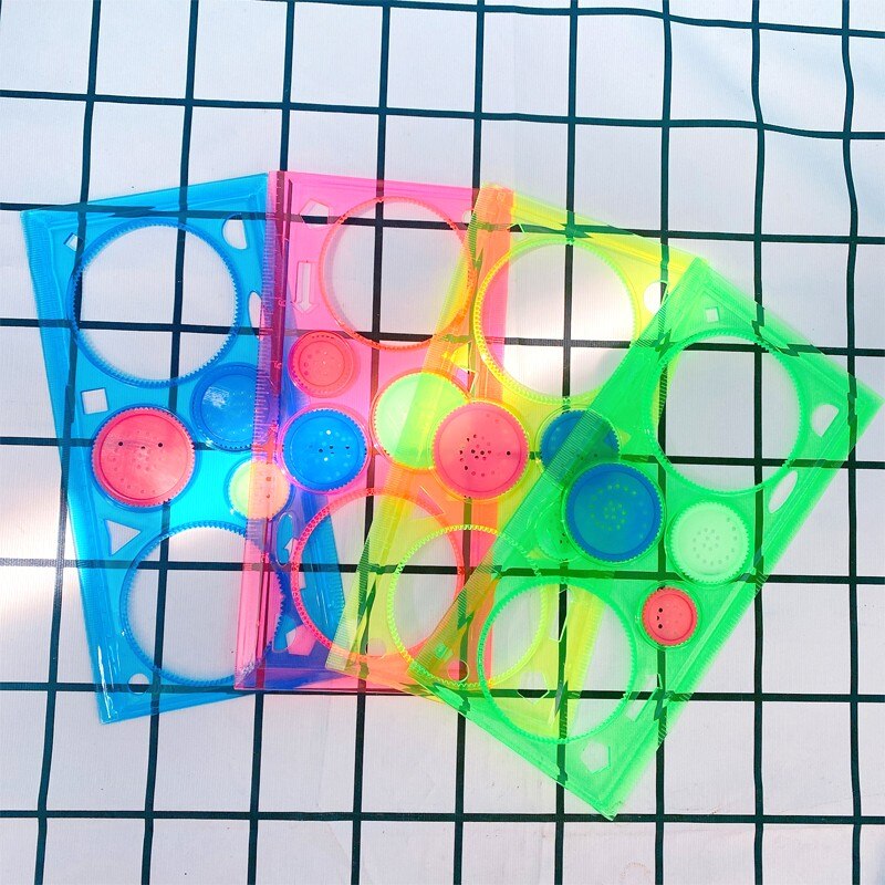 1pack/lot Kids' Puzzle Colorful Drawing Ruler set Learn Drawing Rule Students' DIY Tools