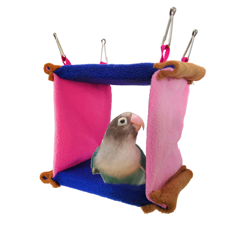 Nido cuadrado de pájaro para loros, hamaca de felpa suave para pájaros y loros, cama colgante cálida para mascotas, cueva, jaula, carpa, casa de juguete para animales pequeños: Cube (small)