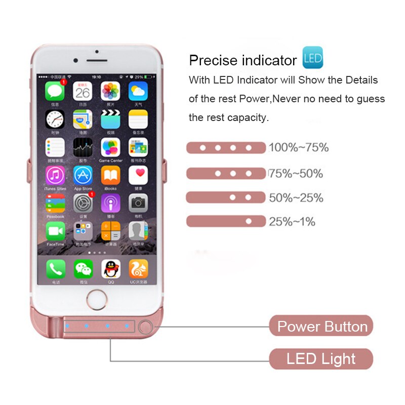 Funda con cargador de batería de 10000mAh para móvil, carcasa con cargador de batería para iPhone 6, 6s, 7, 8 plus