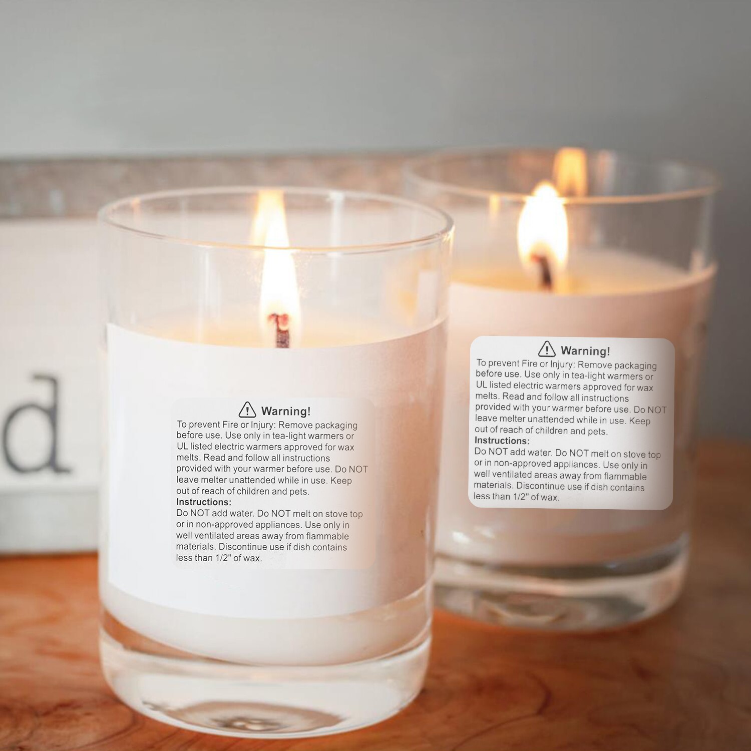 1.77x1.5 inch Wax Melt Warning Labels Square, Wax Melting Safety Stickers Candle Warning Labels for Candle Jars Tins and Votives