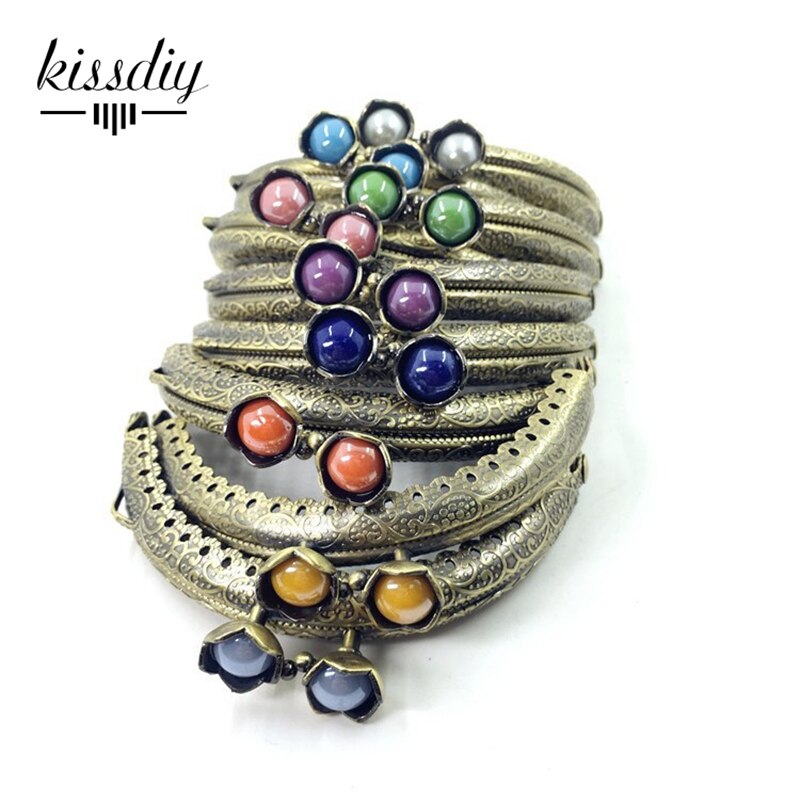 KISSDIY 20pcs/10pcs 8.5CM Lotus head Bag Kiss Clasp Bronze Semicircle Metal Coining Pattern Purse Frame DIY Bag Sewing Acces