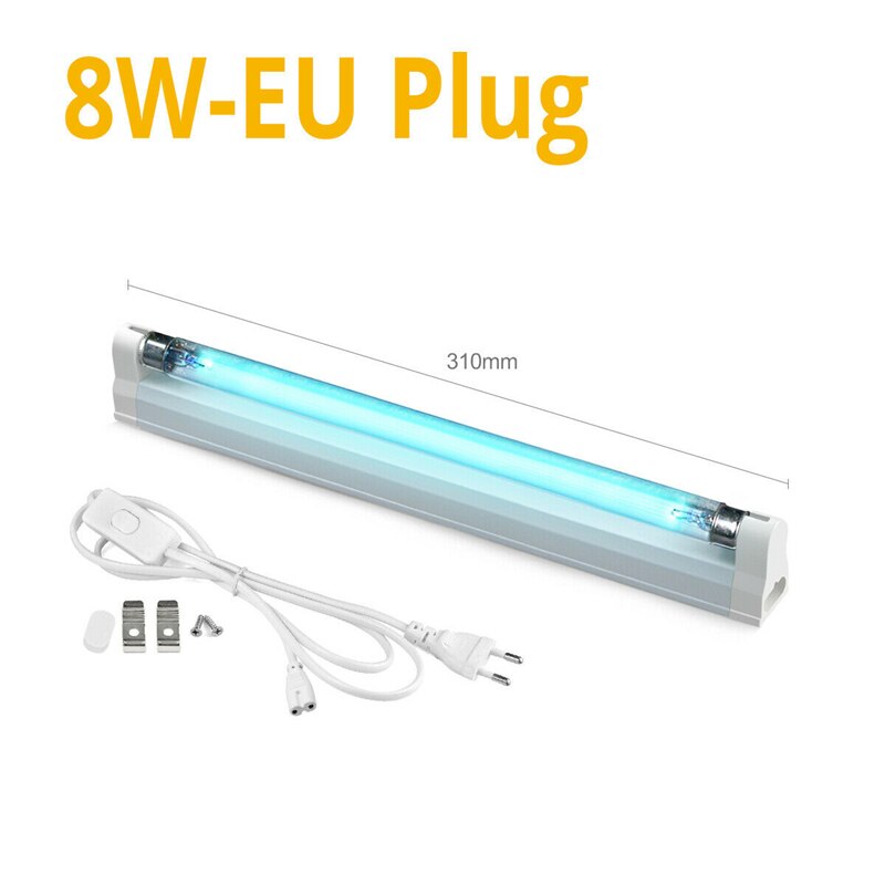 6W 8W UV Germicidal Disinfection Lamp UV LED Sterilize Lamp Ultraviolet Quartz linear Light Ozone Generator Sterilizer Lights: 8W 110V