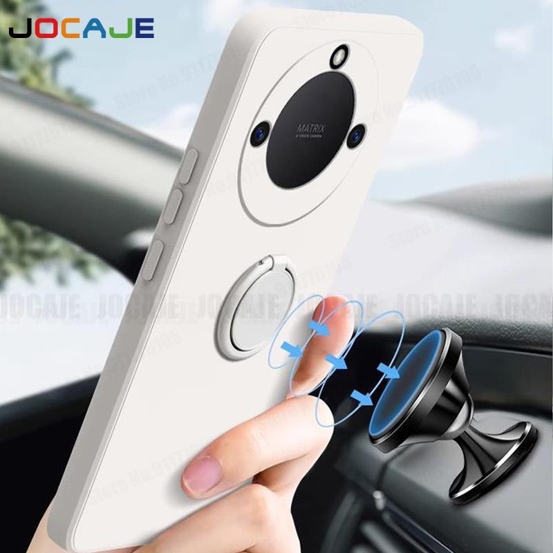 Coque en Silicone liquide pour Huawei Honor X7B X8B X9B, support d'anneau, étuis de téléphone pour Honor X9B X8B X7B, housse souple avec lanière