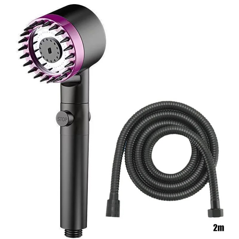 Badkamerbenodigdheden met drie snelheden Hoofdmassage Draagbare douchefilter Douches voor badkameraccessoires Douchekopartikelen: Roze