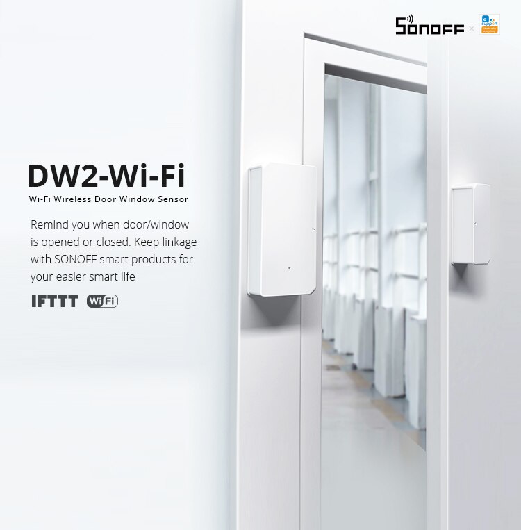 Sonoff DW2 Smart Home Wifi Veilig Deur Raam Sensor Alarm Automatisering Veiligheidsslot Detector Werken Met Ewelink App