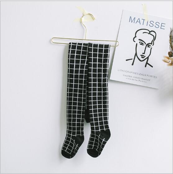 Herfst Winter Kind Leggings Zwart En Wit Plaid Jongens Meisjes Kids Baby Panty: Black / 115cm