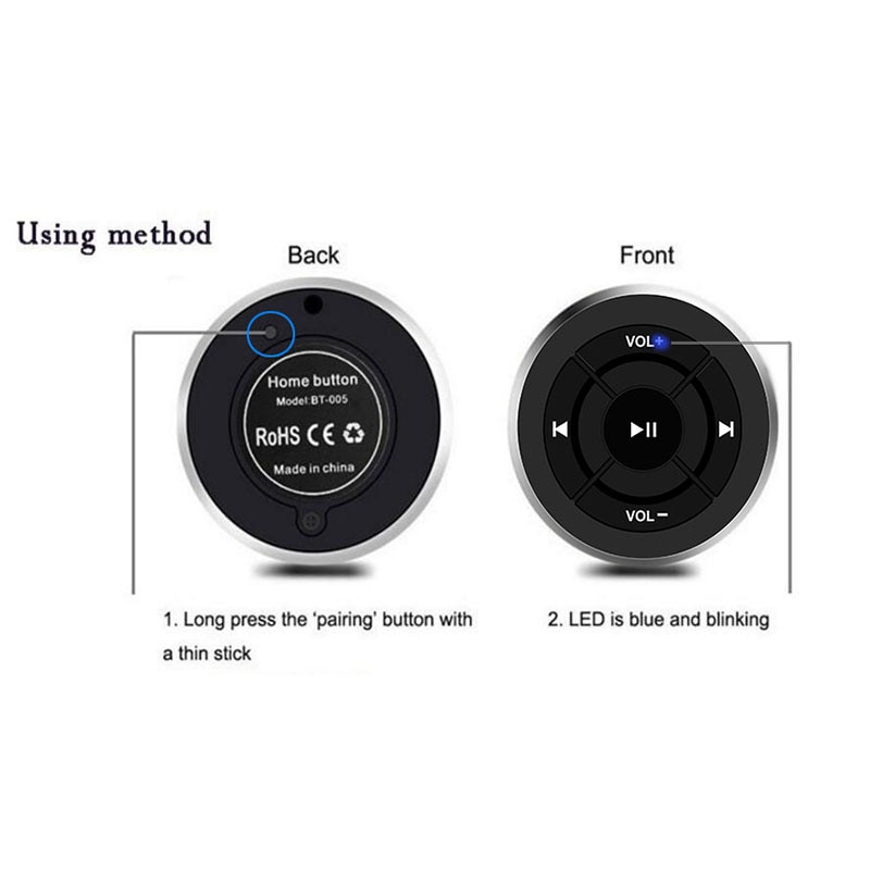 Draadloze Bluetooth Afstandsbediening Auto Stuurwiel Motorcycle Fietsstuur Media Knop voor iPhone voor Samsung Android Telefoon
