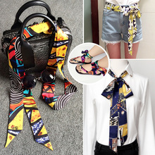 Bufanda de seda larga y estrecha para mujer, banda para la cabeza con estampado de , bolso de corbata pequeño, bufandas delgadas con cinturón de constelación japonesa