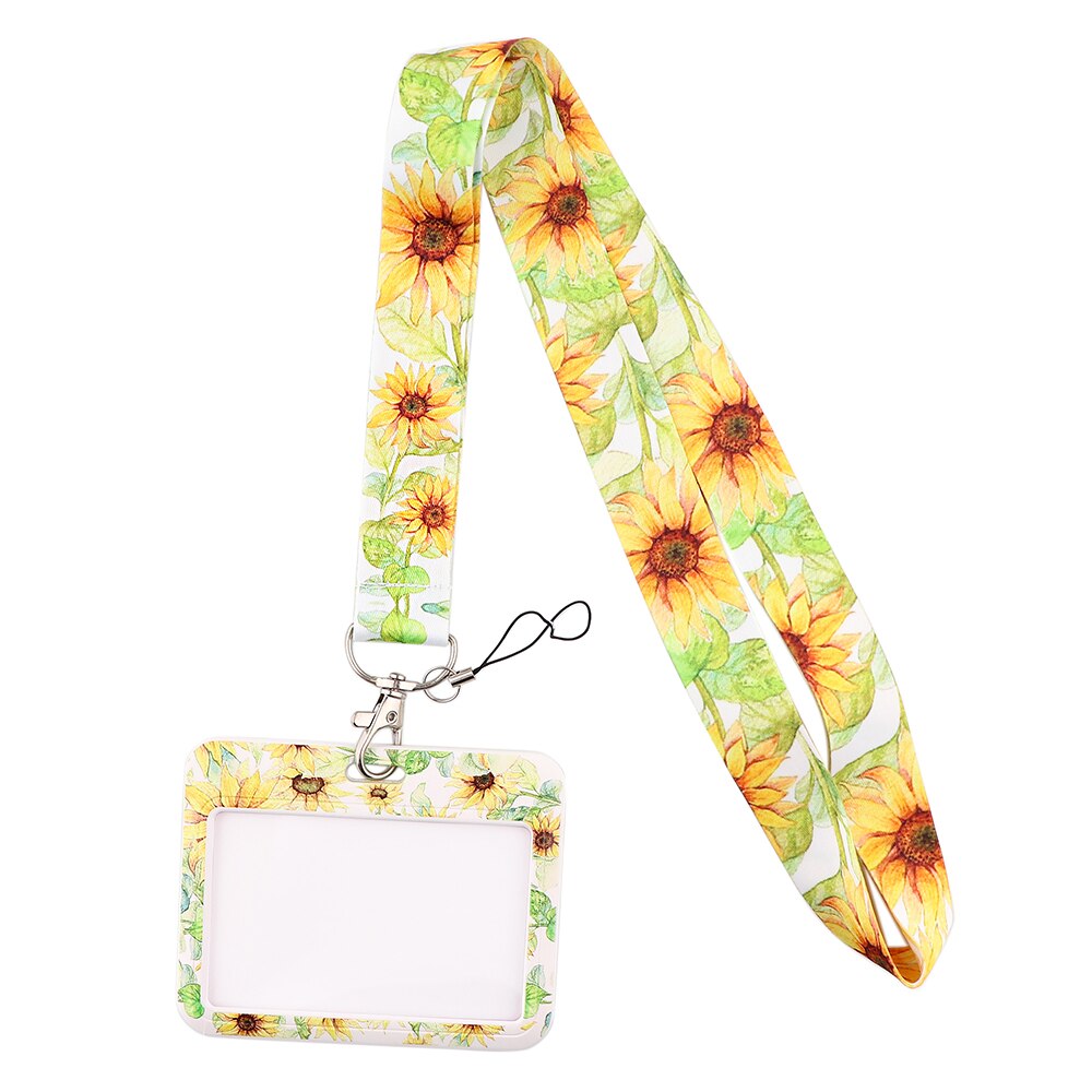 CB083 Zonnebloem Mode Kunst Lanyard Id Badge Houder Bus Pass Case Cover Slip Bank Credit Kaarthouder Strap Card houder: 5