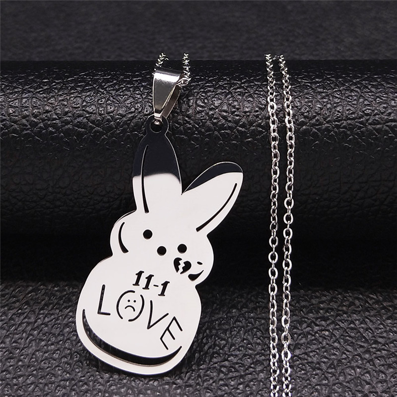 Kpop Lil Peep Rabbit Sad for Love Couple Pendant Necklace for Women Men Stainless Steel Music R.I.P Chain Jewelry Collar Fans
