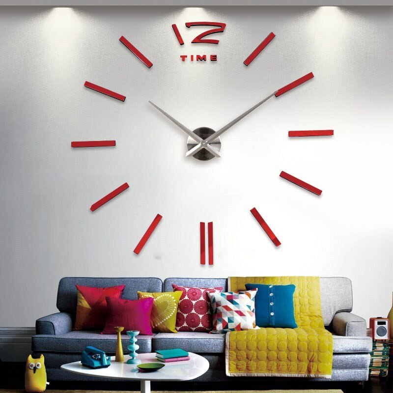 Horloge murale 3D de grande taille, miroir autocollant, décoration de la maison, pour salle de réunion,