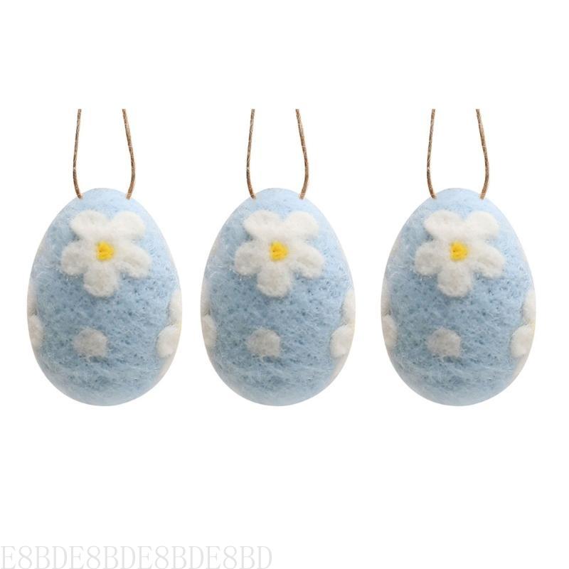 E8BD 3 stuks vilten eieren voor eastersmandvullers en decoraties hangend ornament: Olijf