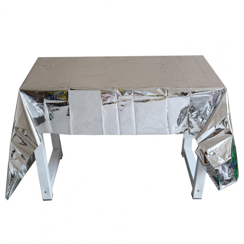 Universal Shiny Table Cloth Party Tablecovers Easy to Use Plastic Tablecloth Shiny for Home: Silver