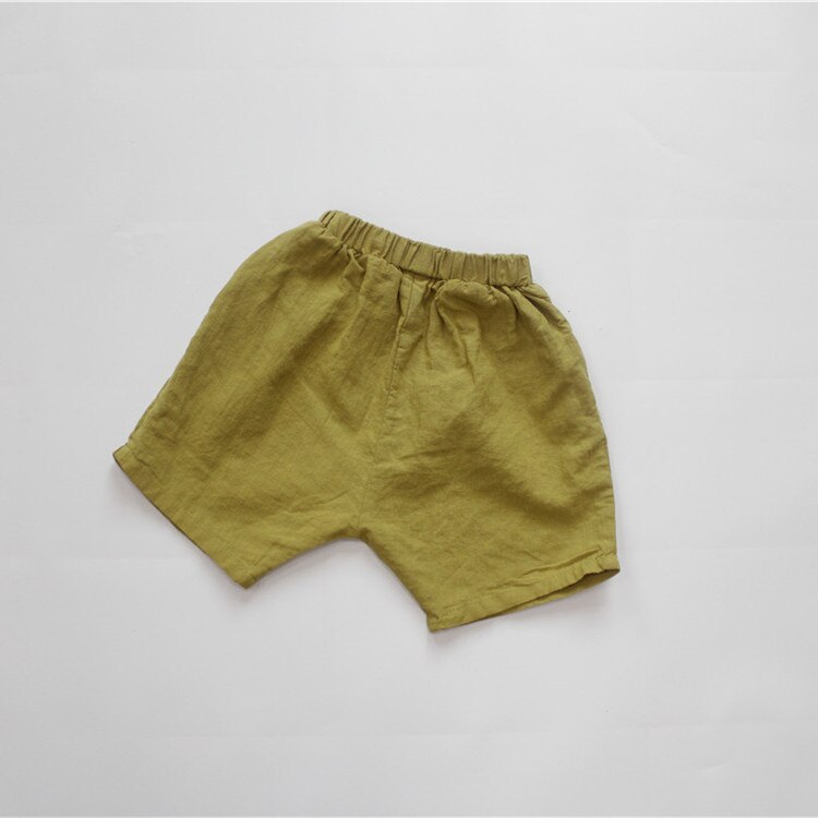 Pantaloncini di lino in cotone per bambini nuovi estivi pantaloni in puro colore stile coreano pantaloncini per bambini Casual allentati: color B / 7T
