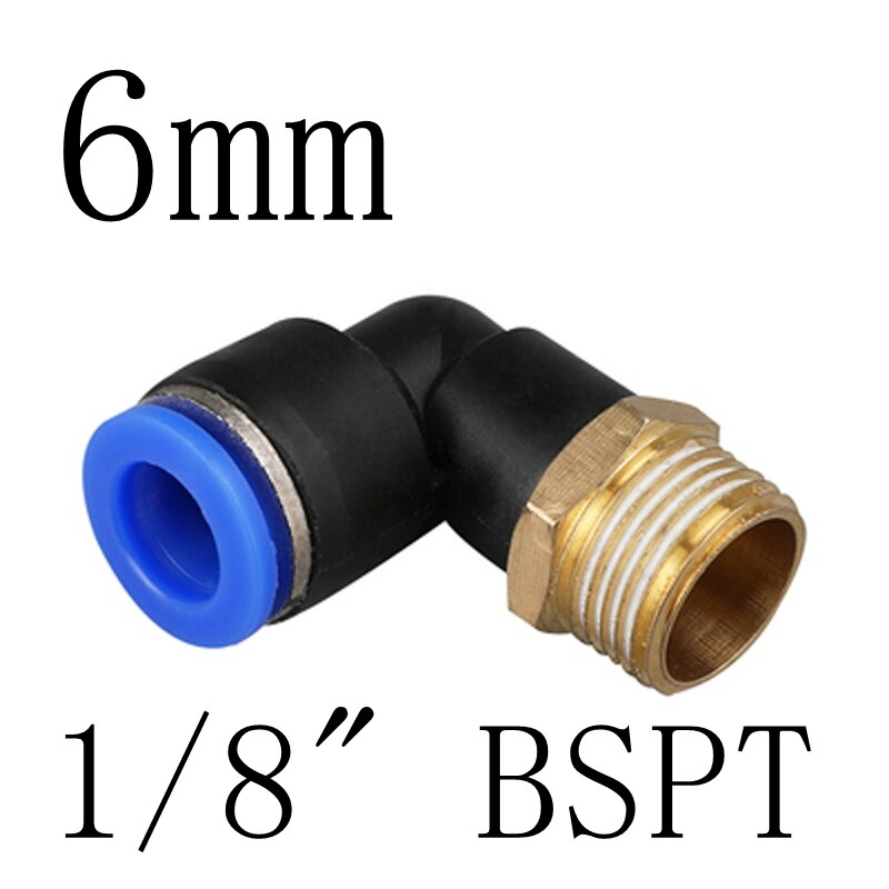 4mm 6mm 8mm 10mm Tube To 1/8" 1/4" 3/8" 1/2" BSP Male Thread Elbow One Touch Air Pneumatic Pipe Fitting Quick Connector: PL6-01