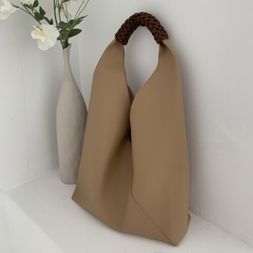 Designer de couro do plutônio sacos de ombro para as mulheres couro macio lavado vegan grandes hobos senhoras moda bolsas femininas casual bolsa: Cáqui