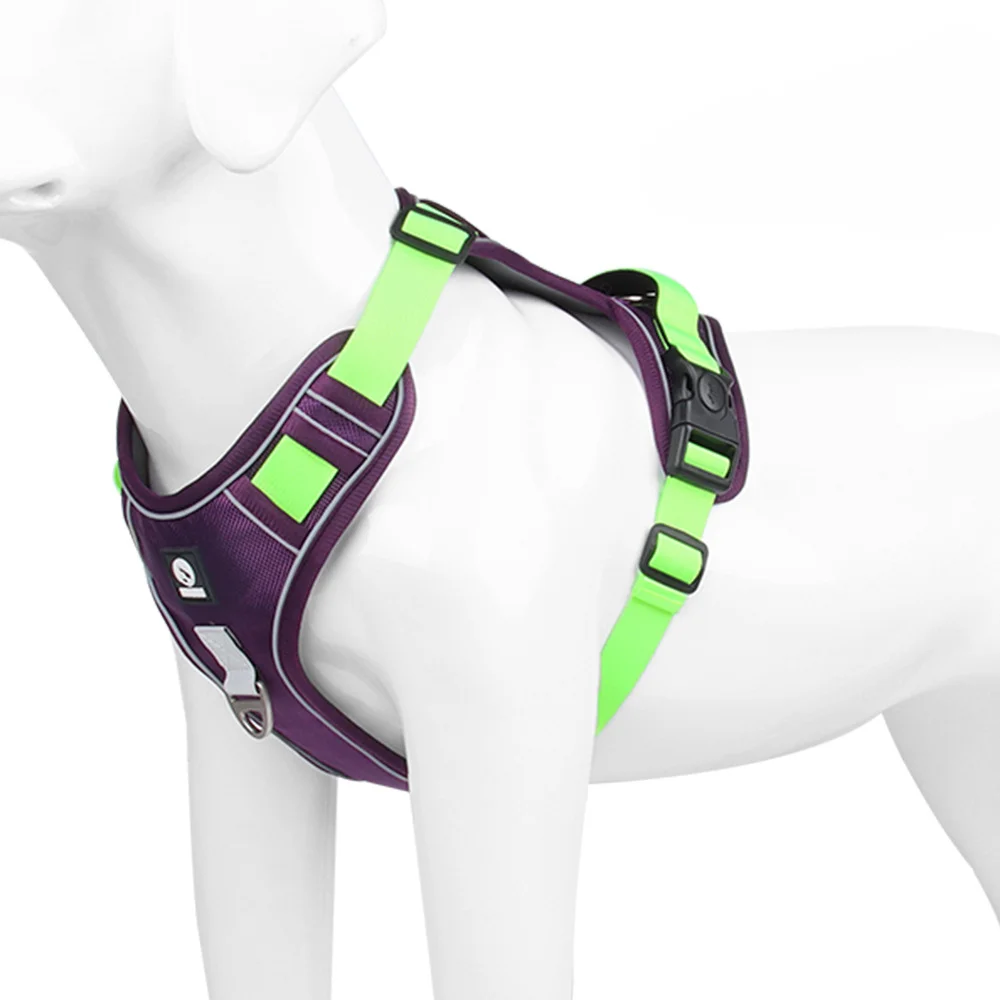 Dog Leash Explosion-proof Punch Handle Multifunctional Chest Back Large Dog Rope Reflective Pet Chest Strap: L / pink