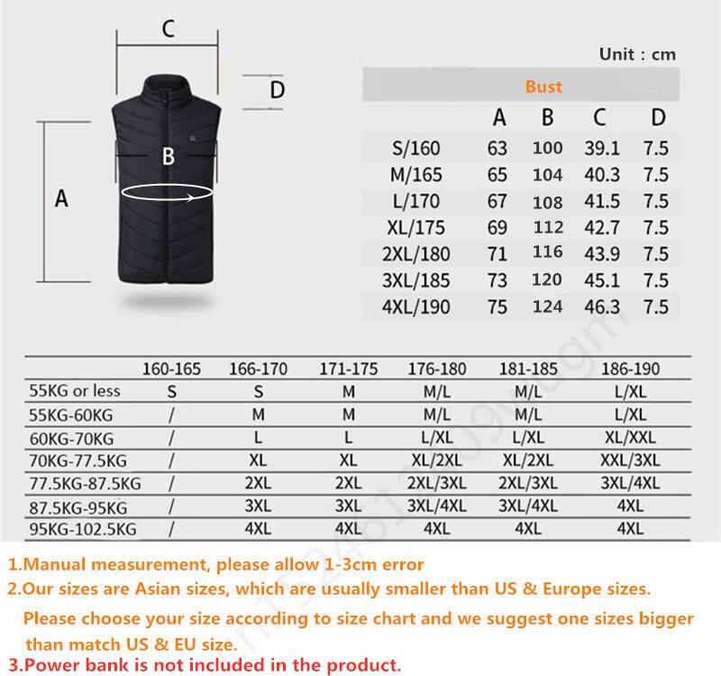 Winter Outdoor Warm USB Verwarmde Jas Vest Elektrische Thermische Kleding Vest Vrouwen Mannen Wandelen Camping Fietsen