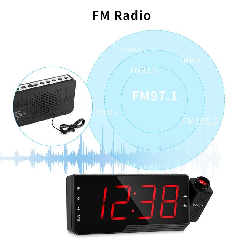 Digital Radio Alarm Clock Projection Snooze Timer ... – Grandado