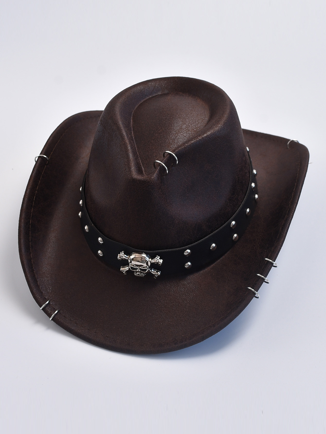 Kunstleder Vintage Western Cowboy Hut für Männer Gentleman Jazz Hüte Panama Cowgirl Hut Sombrero Hombre: Brown