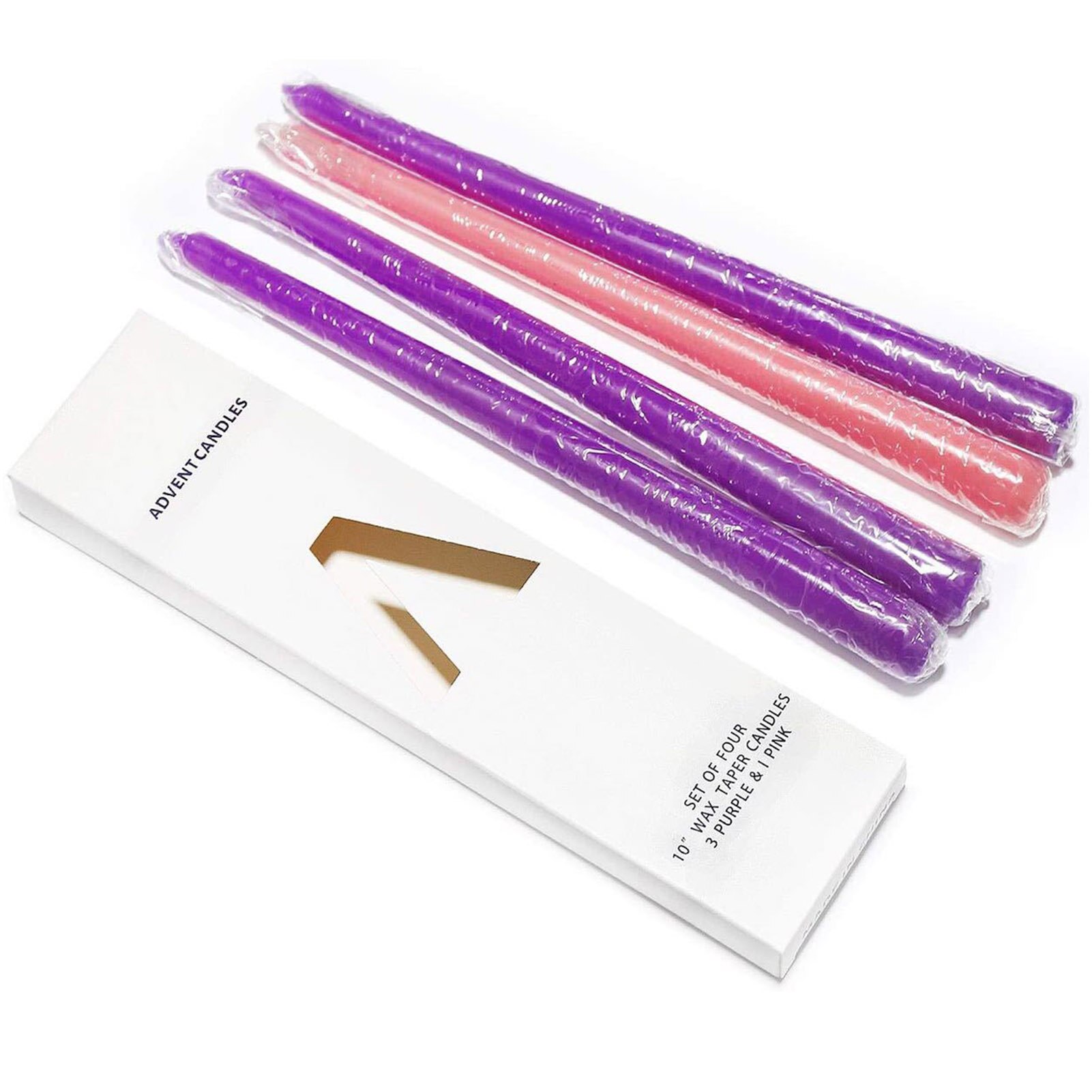 4PCS Christmas Advent Candles Night Light 3 Purple And 1 Pink Candles Decor For Birthdays Weddings Party Home: Default Title