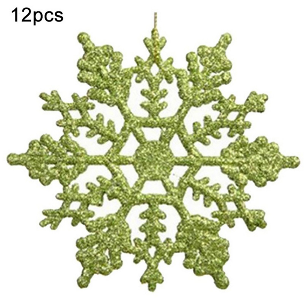 12 Stuks Plastic Kerst Xmas Sneeuwvlok Ornamenten Tiny Sparkling Sequin Glitter Sneeuw Op String Wedding Decor: NO.6