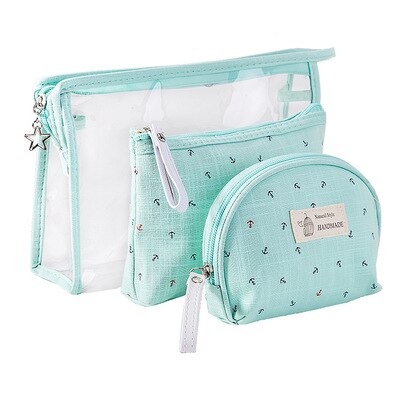 Hmunii dames s 3- delige make-up reistasset in verschillende maten, opbergtas, handvat, toilettas, multifunctionele reisaccessoires: Meerblauw