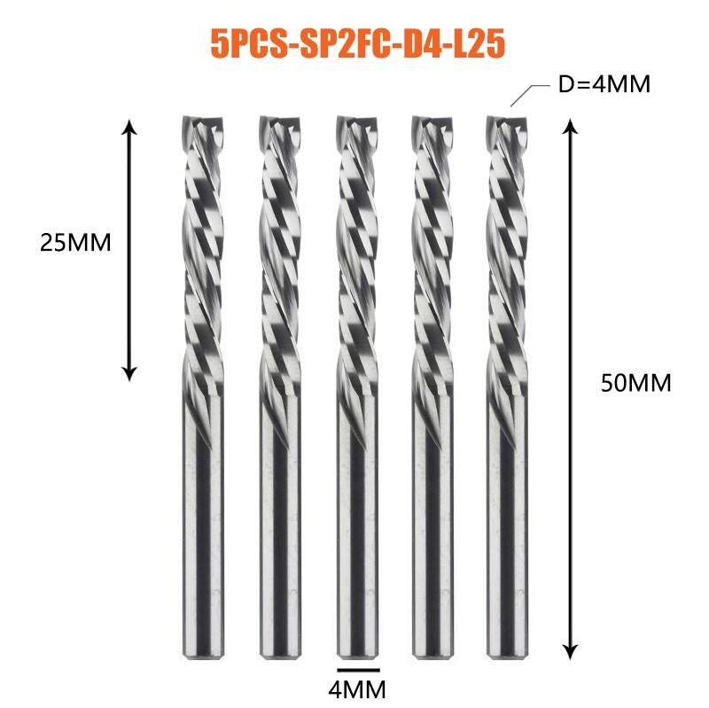 5PCS/LOT Compression Milling Cutter Woodwork DOWN Cut Two Flute Spiral Carbide Milling Tool CNC Router Bits Wood End Mill Cutter: 32mm