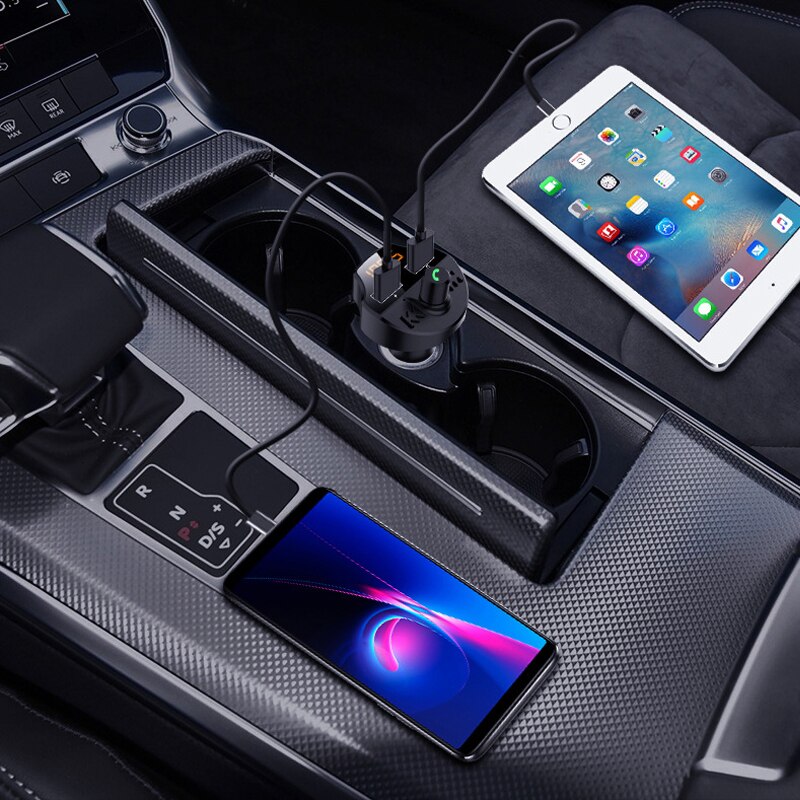 Dubbele usb autolader fm-zender draadloze bluetooth handsfree fm-modulator auto telefoonlader voor telefoon auto  mp3 spelers