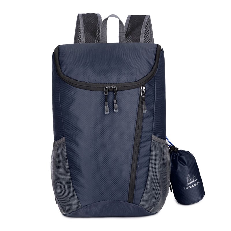 nueva mochila de almacenamiento ligero Unisex Casual bolsa de viaje plegable mochila al aire libre montañismo bolsa Paquete de piel: Azul oscuro