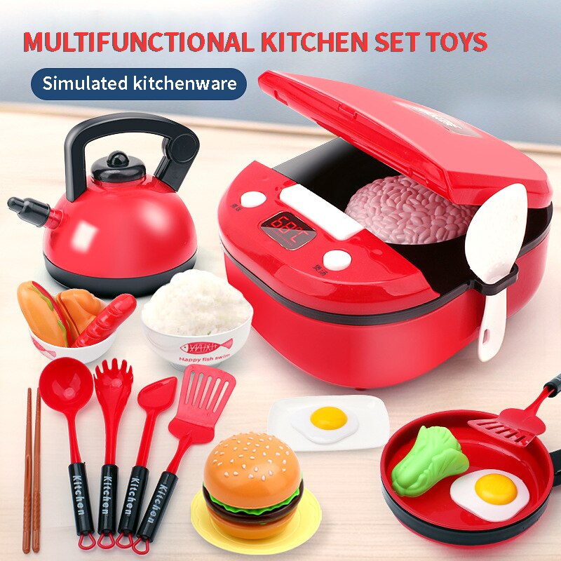 Children Play House Kitchen Toys Simulation Kitchenware Early Education Learning Kit Girl Cooking Rice Cooker Toy Kid's Kitchen