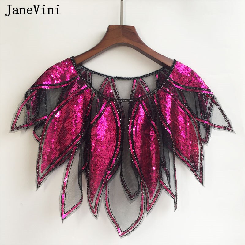 JaneVini – Veste boléro De Mariage bleu Royal, paillettes dorées, en Tulle, châle De fête, Cape De mariée