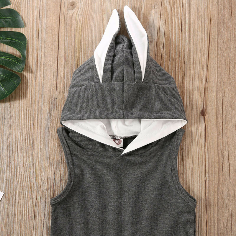 Emmababy Mijn 1st Pasen Konijn Peuter Baby Jongen Meisje Mouwloze Hooded Romper Outfits Kleding