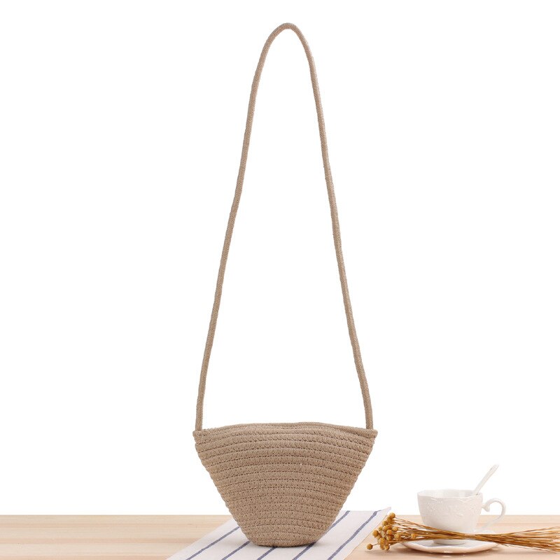 Høy all-match kompakt messenger bag seaside ferie messenger halm vevd bag vevd strand bag