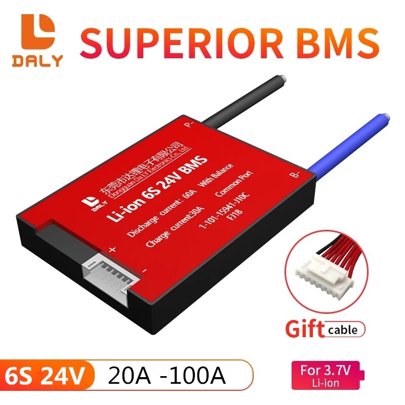 DALY BMS 6S 24V 15A 20A 30A 40A 50A 60A 80A 100A 18650 PCM PCBA Lithium-Ionen Polymer NCM NMC Batterie Pack Mit Balance