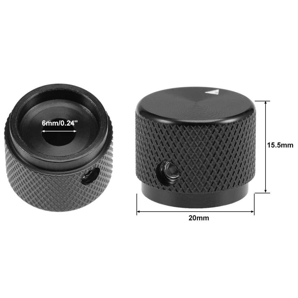 Aluminiumknopf, 20 x 15,5 mm, Potentiometer, Lautstärkeregler, Drehknopf, passend für Wellendurchmesser 4 mm, 6 mm, 6,4 mm, 8 mm, 8,2 mm