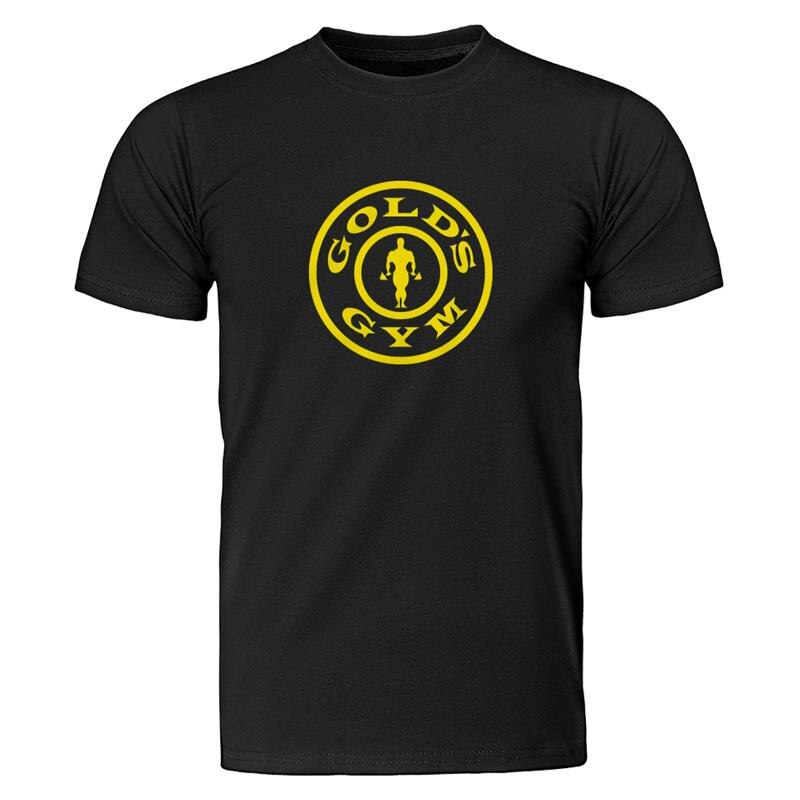 Afslappet guldsport gym logo sort t-shirt