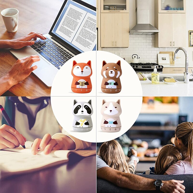 2 Pack Leuke Keuken Timer, Mechanische Timer Voor Kinderen, 60 Minuut Dier Timer Voor Koken/Lezen/Doen Sport