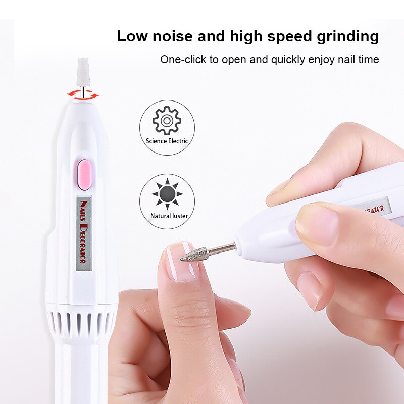 5 In 1 Electric Nail Drill Kit Battery Manicure Pedicure Grinding Polishing Nail Mini Portable Tools Machine