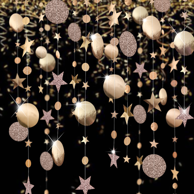 4M Champagner Gold Glitzer Stern Runde Papiergirlande Geburtstag Hochzeit Bachelorette Party Dekorationen Jahrestag Hintergrund Dekor: Tiefe Saphir